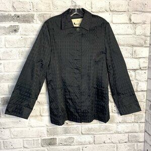 Aquascutum Vintage 80s Short Trench Coat Black Check Mid Mac Jacket